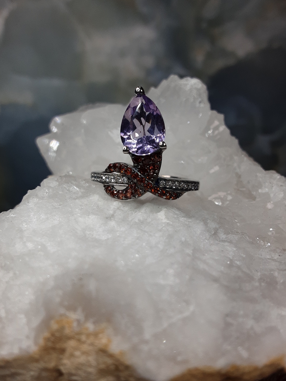 925 Amethyst, Gemstone Snake Ring. PRICE IS FIRM.
